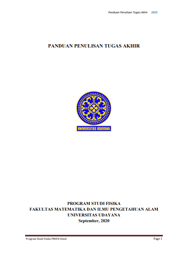 PANDUAN PENULISAN TUGAS AKHIR PROGRAM STUDI FISIKA